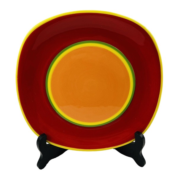 Dansk Caribe Aruba Orange‎ Square Salad Plate 8.75" Yellow Green Red - Picture 1 of 4